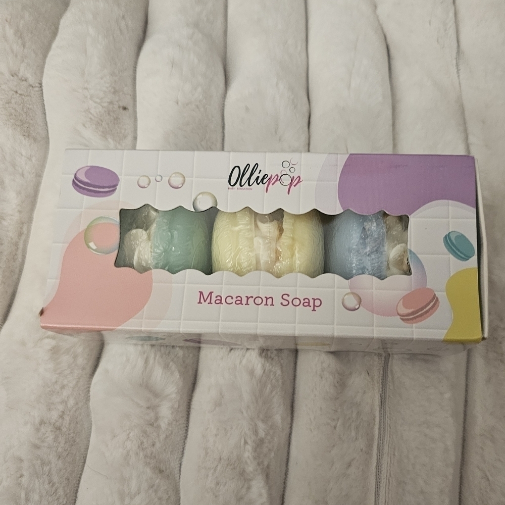 Olliepop Macaron Soaps Trio With Natural Ingredients, Handmade Dessert Handsoap